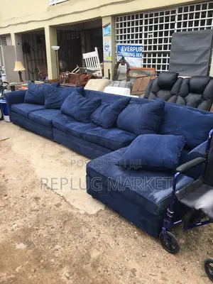 Army Blue Suede Master Sofa Large