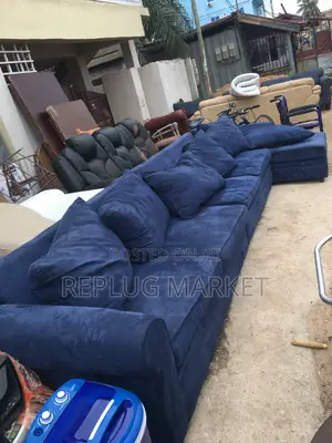 Army Blue Suede Master Sofa Large