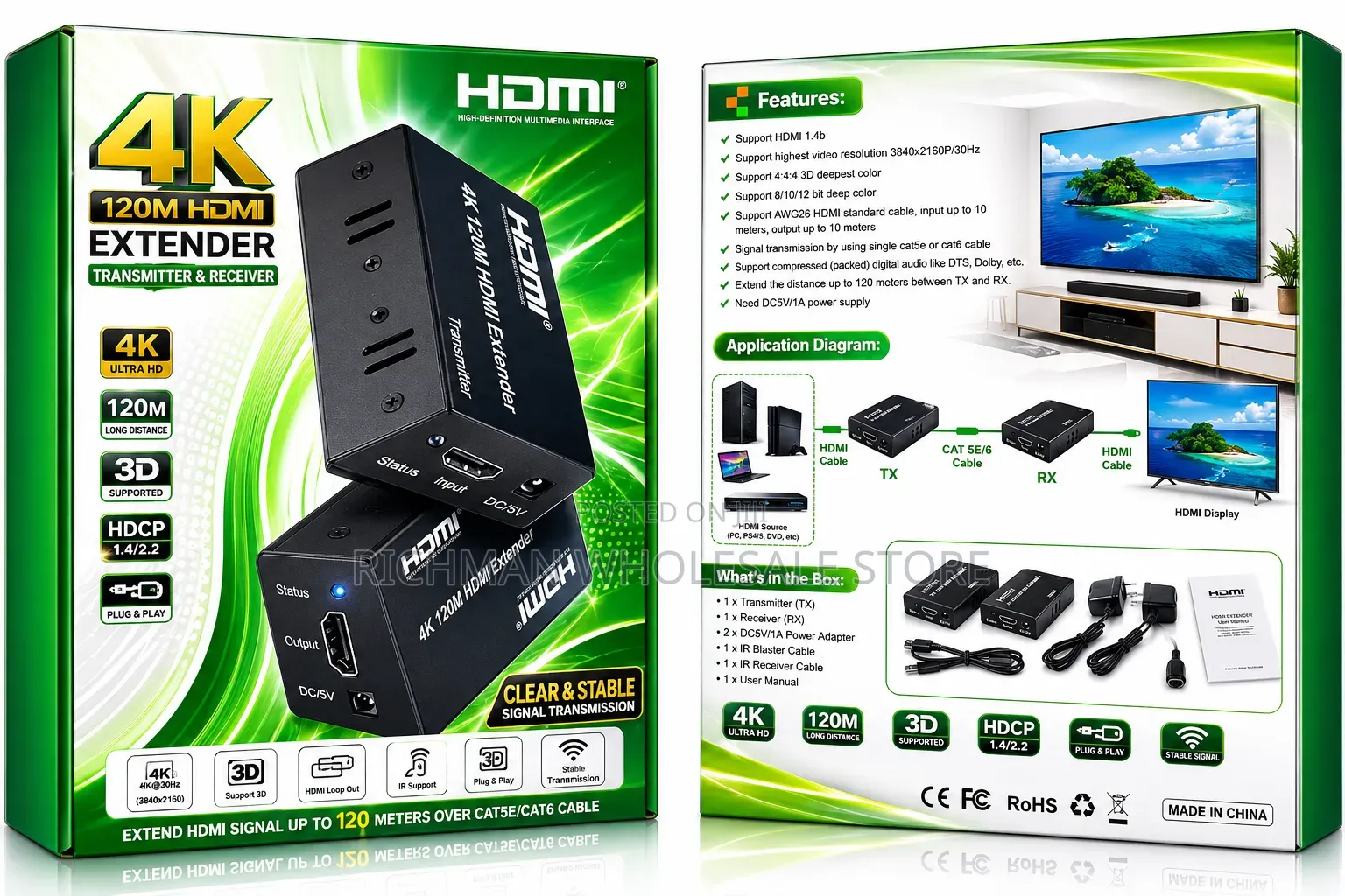 Hdmi Extender 120m Over Cat5e/Cat6 Cable,Hdmi Transmitter Receiver