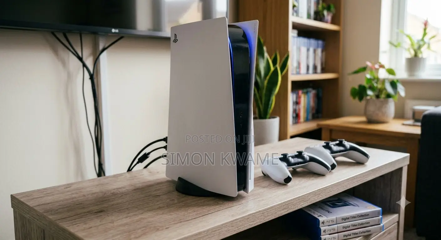 Slightly Used Ps5 Slim Digital With Two Controllers.