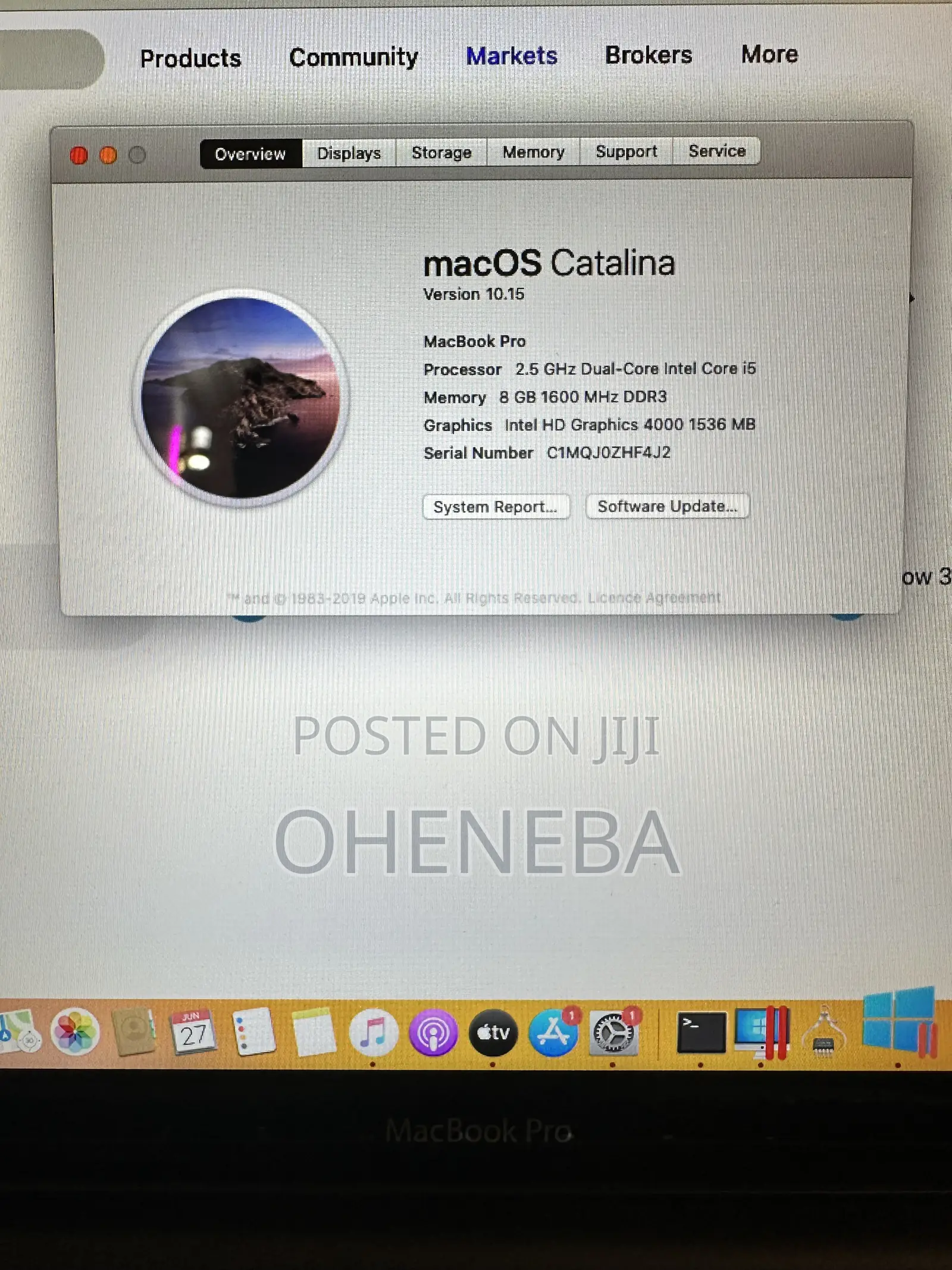 Laptop Apple MacBook Pro 8GB Intel Core i5 HDD 500GB