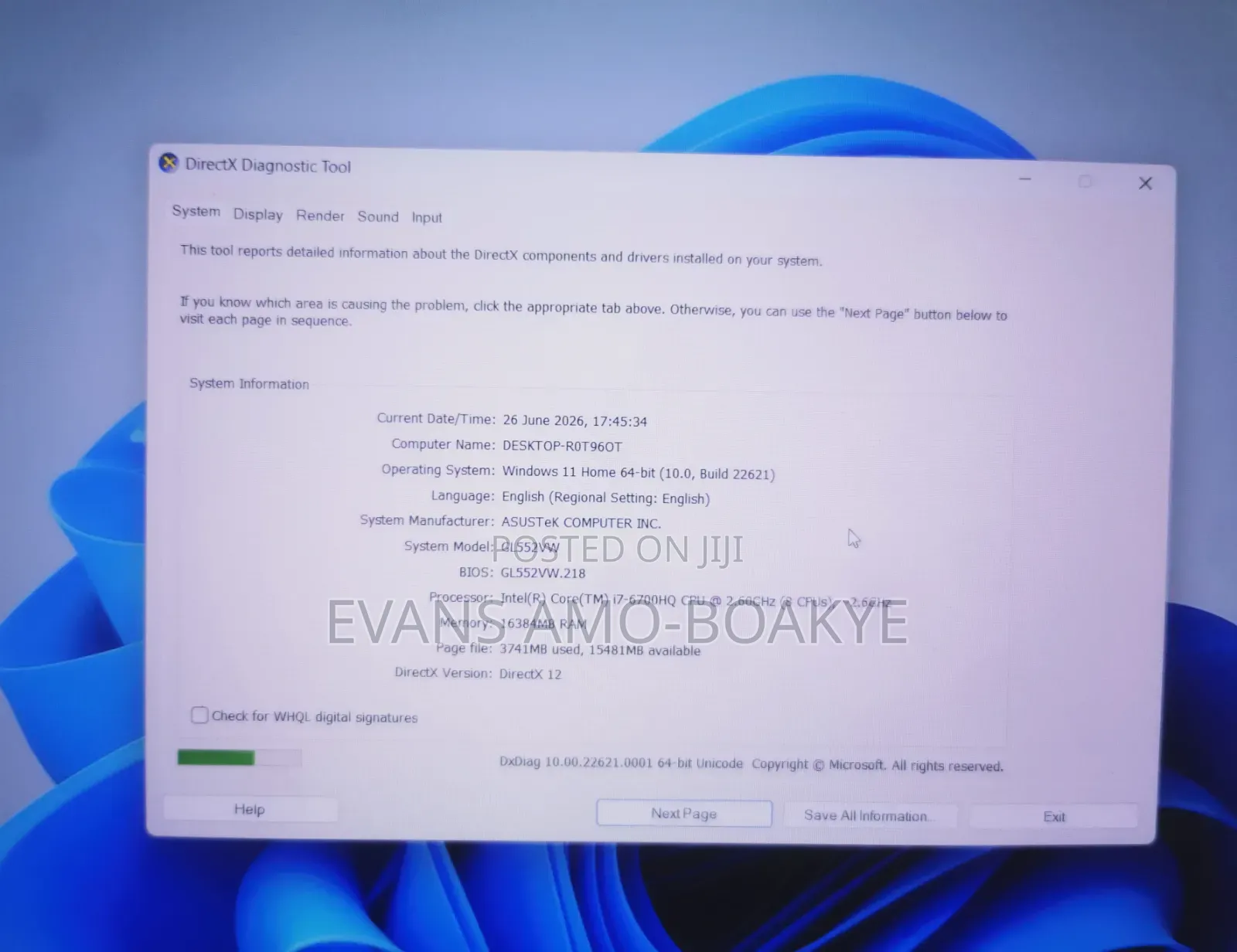 Laptop Asus GL552VW 16GB Intel Core i7 SSD 256GB