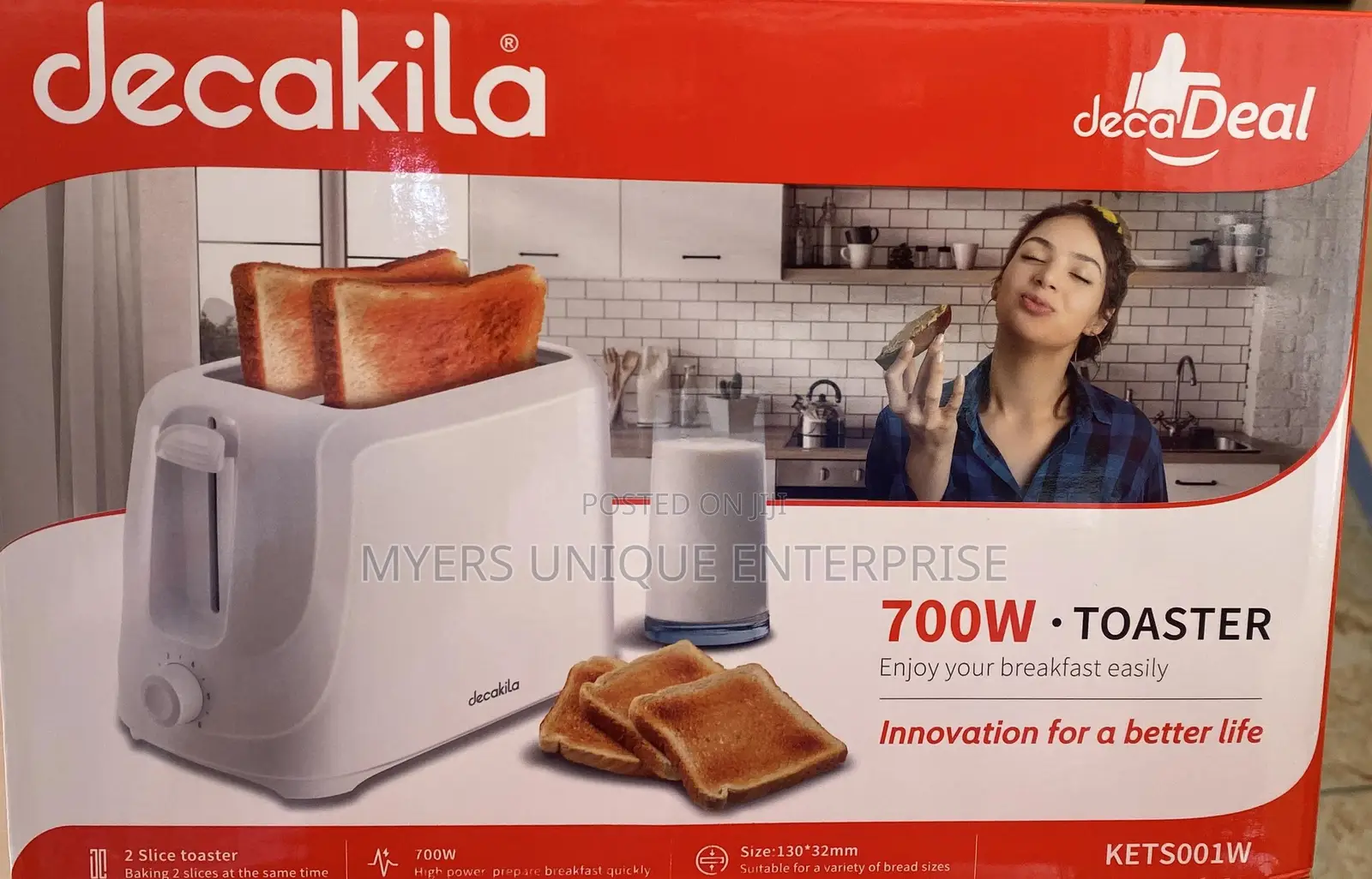 Decakila 2slice Bread Toaster-Family Size Slots