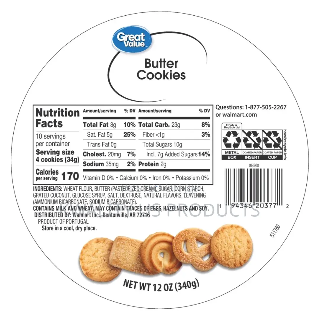 Great Value Butter Cookies - 340 Grams