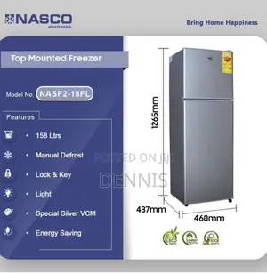 Nasco 158 Liters - Nasf2-18fl- Double Door Top Refrigerator - Silver
