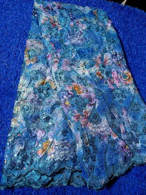 Light Blue Lace With Sequin and Shimmering Effect of Pink and Purple
