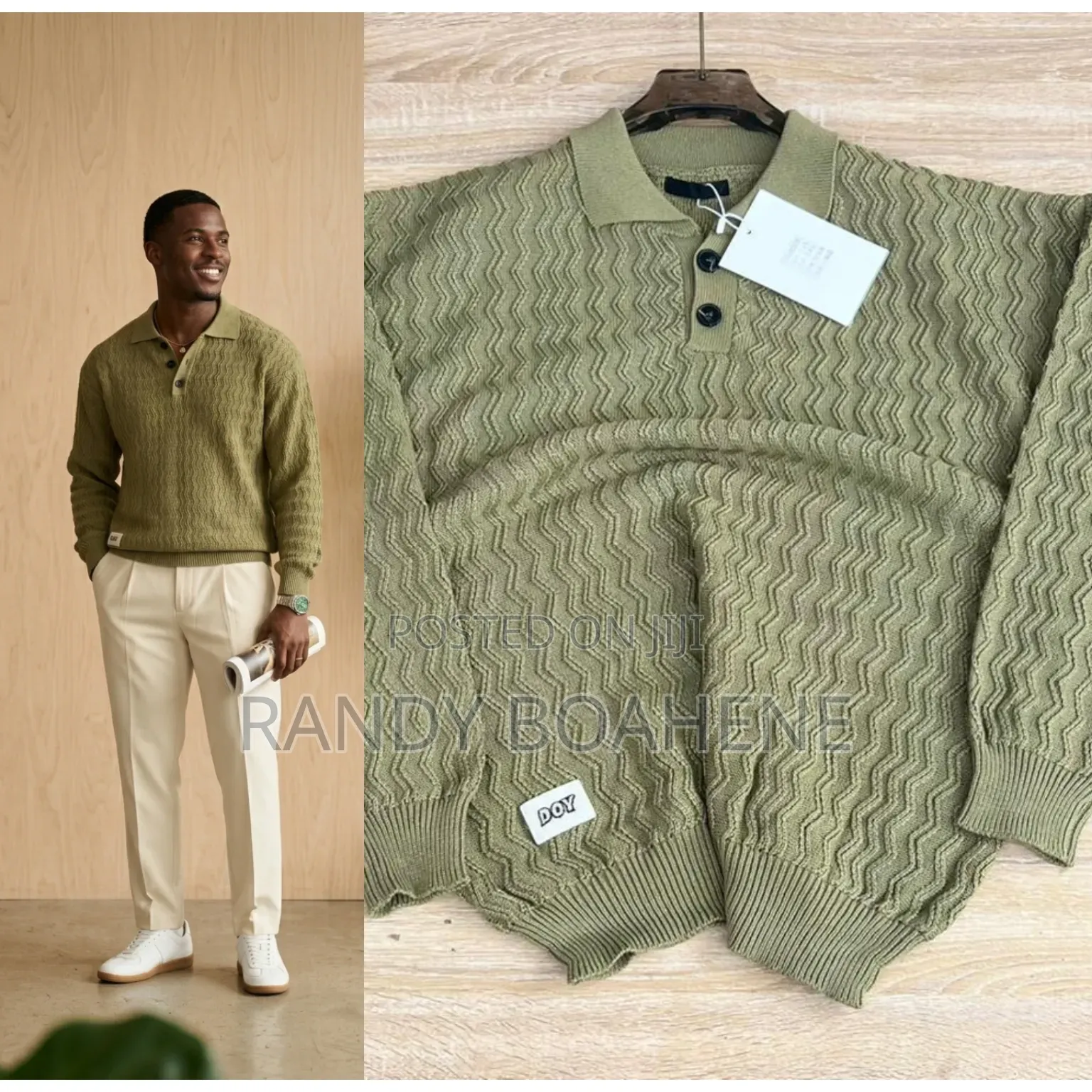 The Olive Chevron Knit Polo