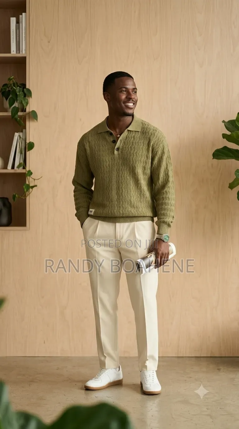 The Olive Chevron Knit Polo