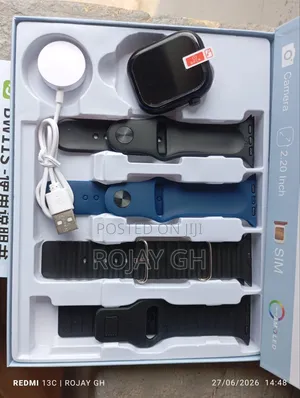 Okpu Pro-X79 Sim Smart Watch With Camera 4 Colorful Straps - Black