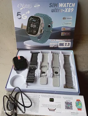 Ultra-X89 Smart Watch With Sim Slot and Camera + 4 Straps - Black