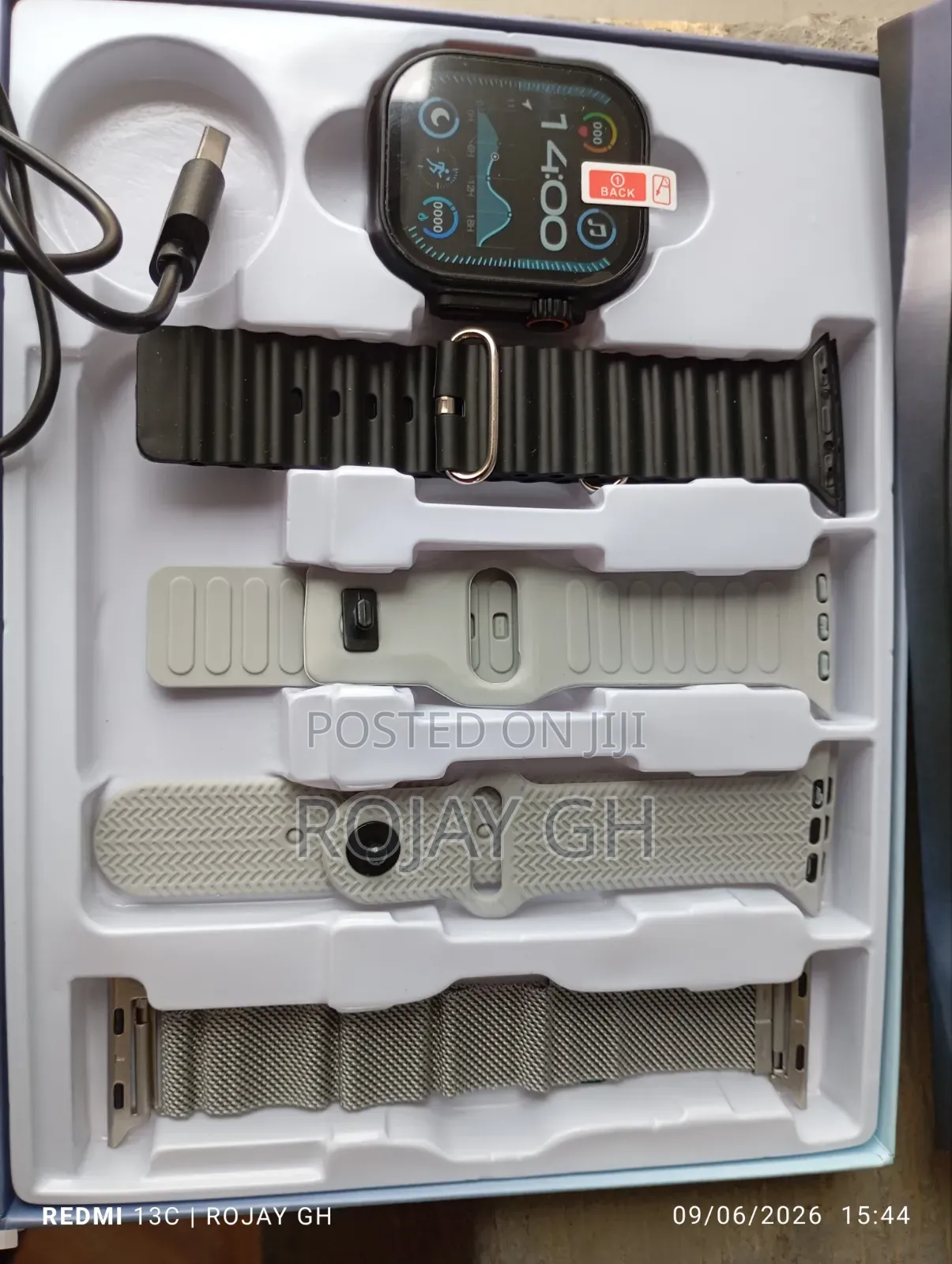 Ultra-X89 Smart Watch With Sim Slot and Camera + 4 Straps - Black