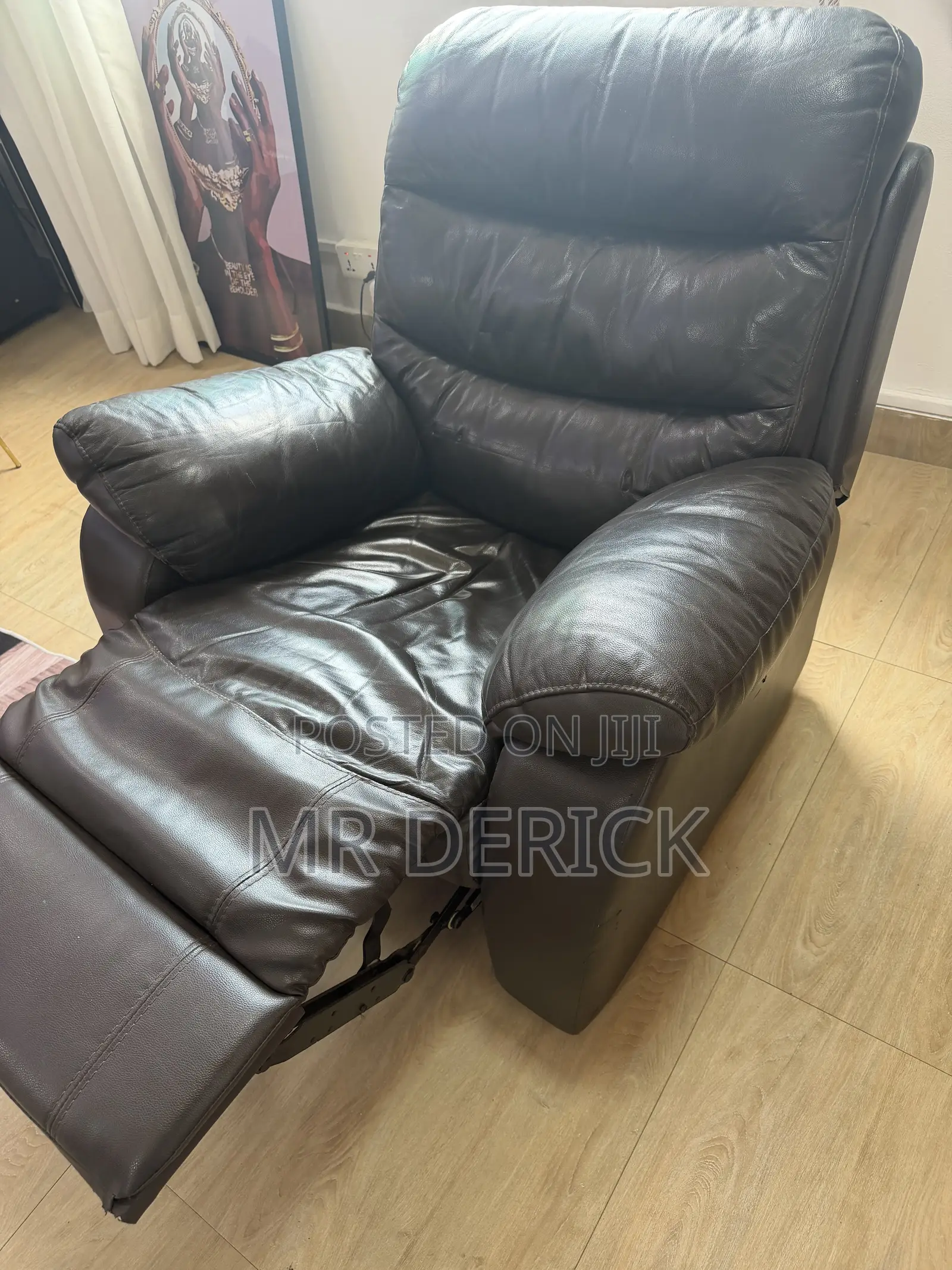 Black Genuine Leather 3-Piece Recliner Sofa Set