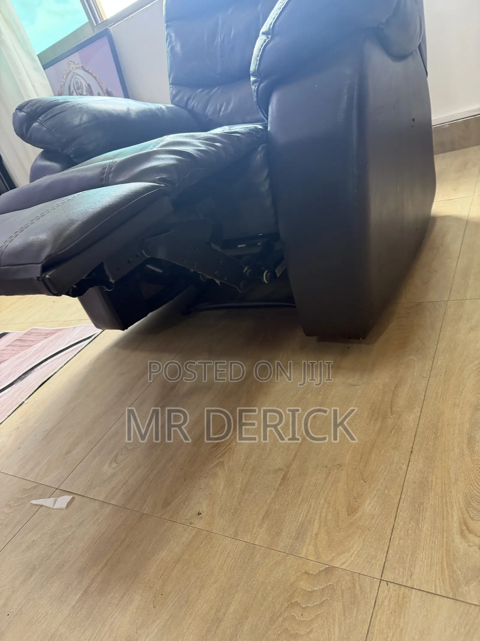 Black Genuine Leather 3-Piece Recliner Sofa Set