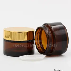 30g Amber Glass Jar With Gold Cover