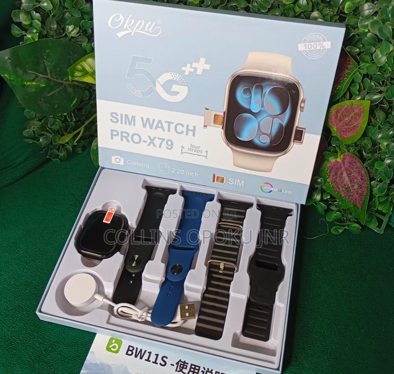 Pro-X79 Smart Watch With Sim Slot and Camera + 4 Straps - Black