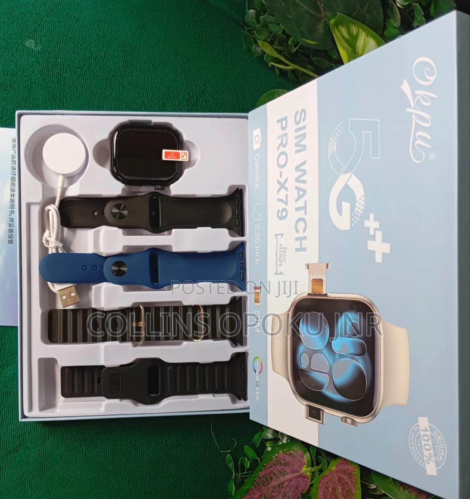Pro-X79 Smart Watch With Sim Slot and Camera + 4 Straps - Black