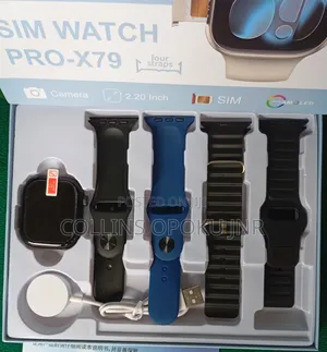 Pro-X79 Smart Watch With Sim Slot and Camera + 4 Straps - Black
