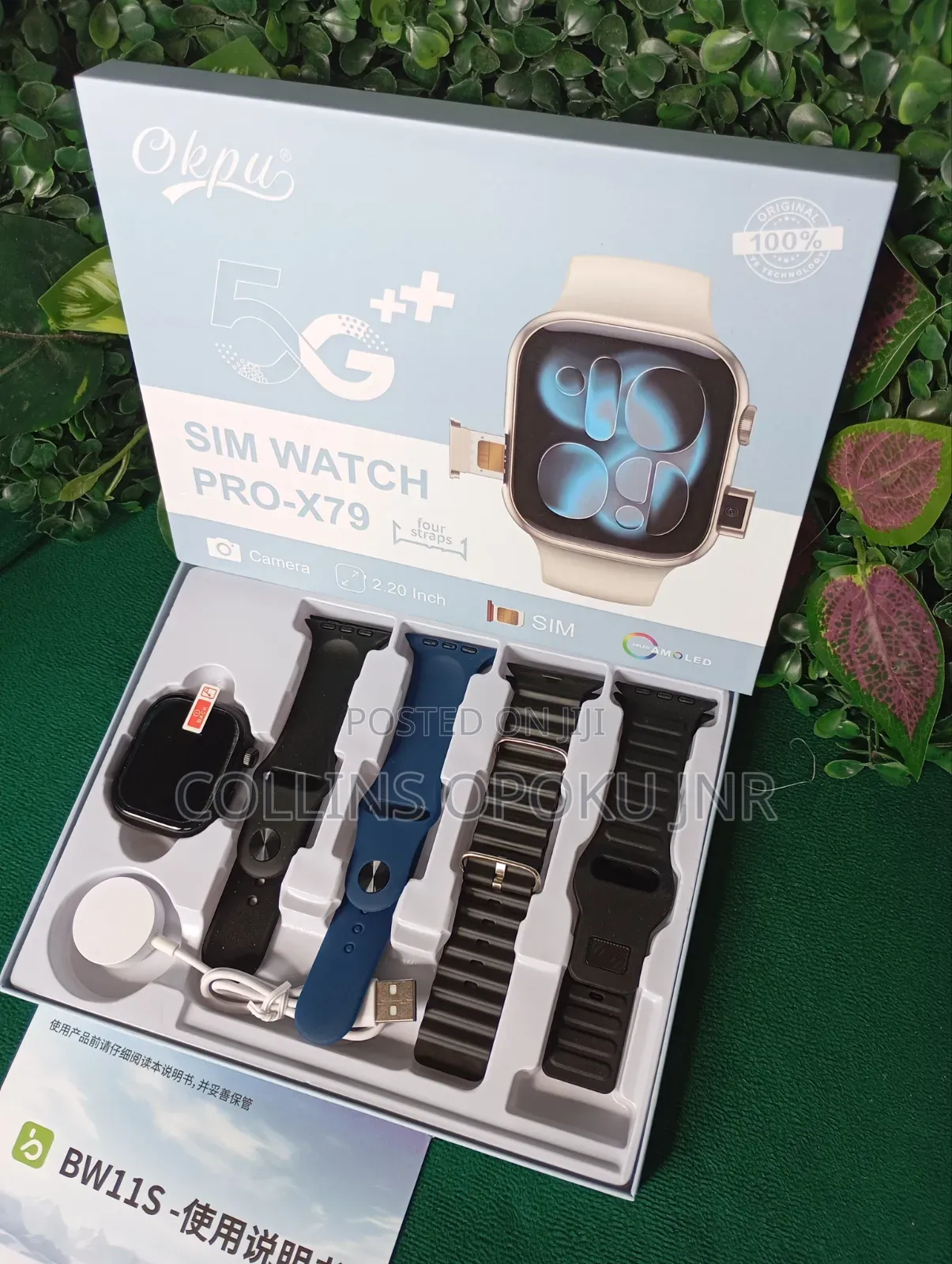 Pro-X79 Smart Watch With Sim Slot and Camera + 4 Straps - Black
