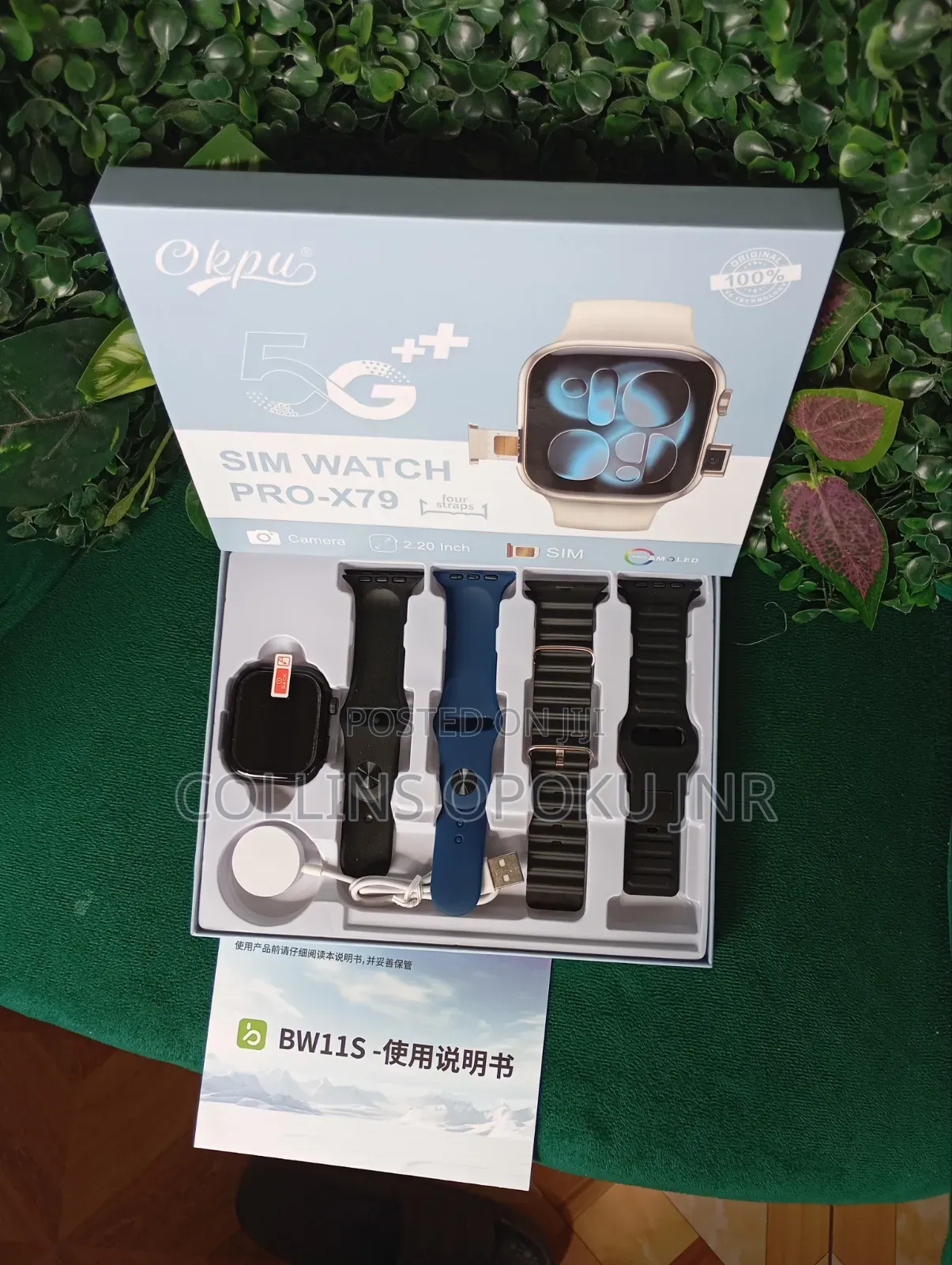 Pro-X79 Smart Watch With Sim Slot and Camera + 4 Straps - Black