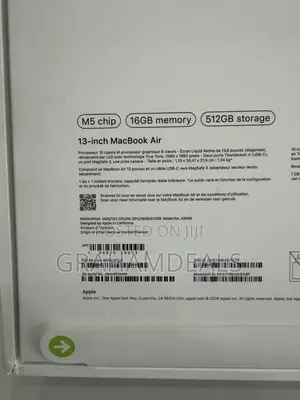 New Laptop Apple MacBook Air 2026 M5 16GB Apple M5 SSD 512GB