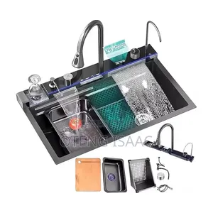 Modern Waterfall Kitchen Sink 75cm X 46cm X 23cm