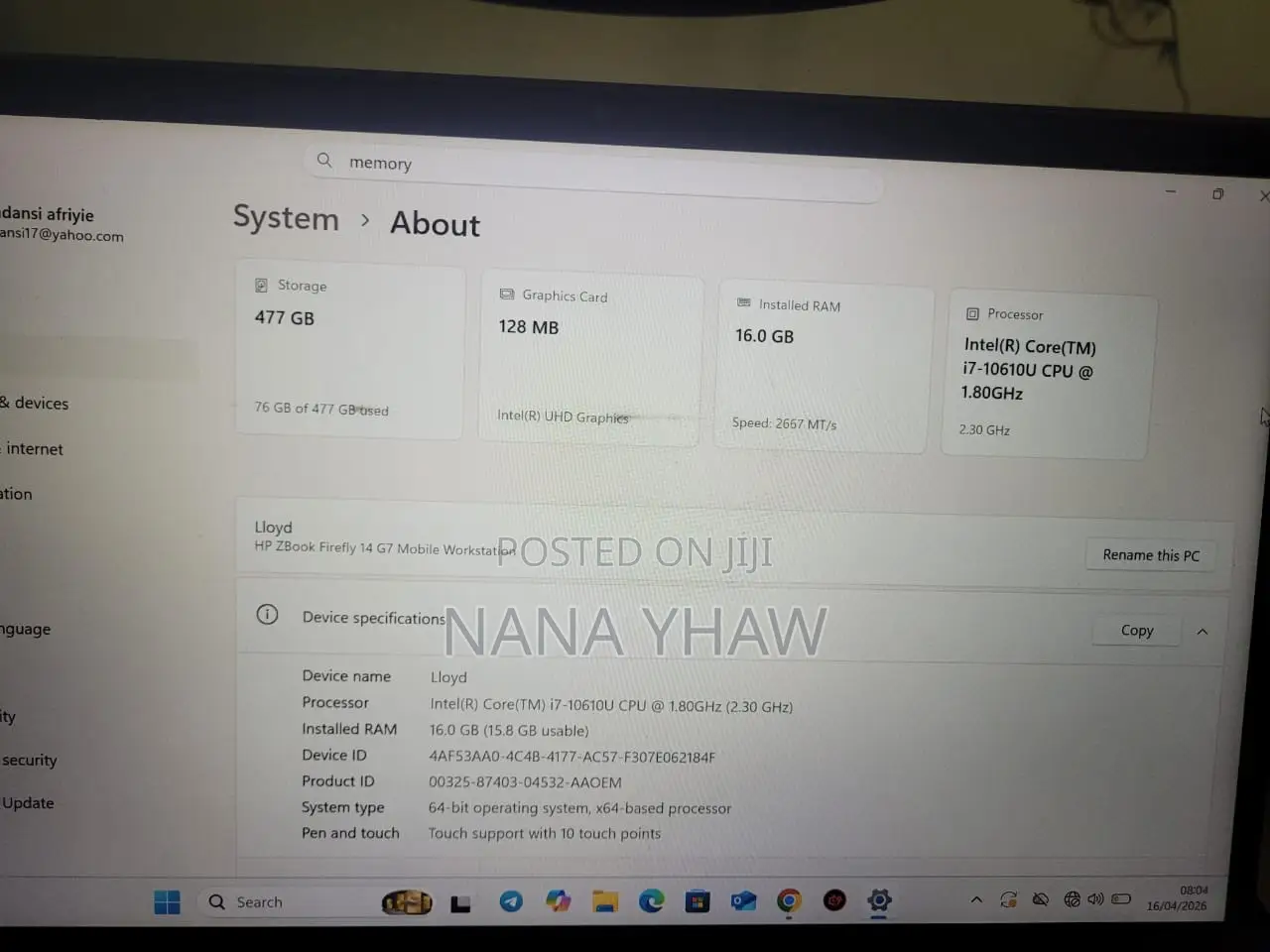 Laptop HP ZBook Firefly 14 G7 16GB Intel Core i7 SSD 512GB