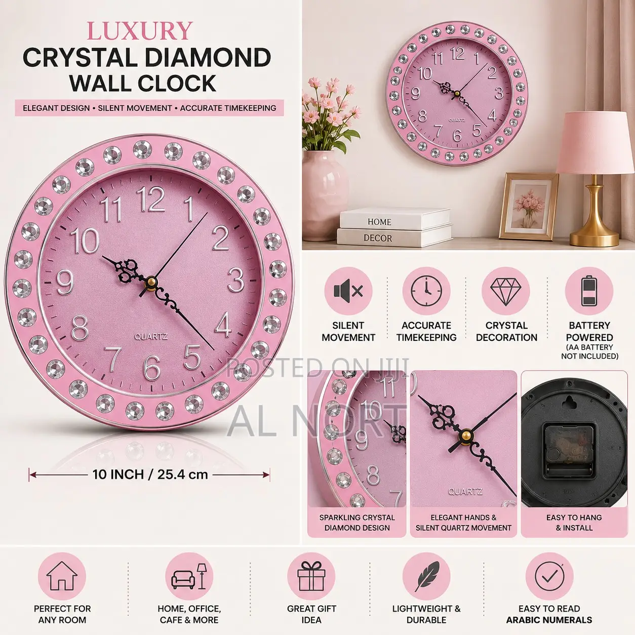 Luxury Roman Numeral Wall Clock – 30cm