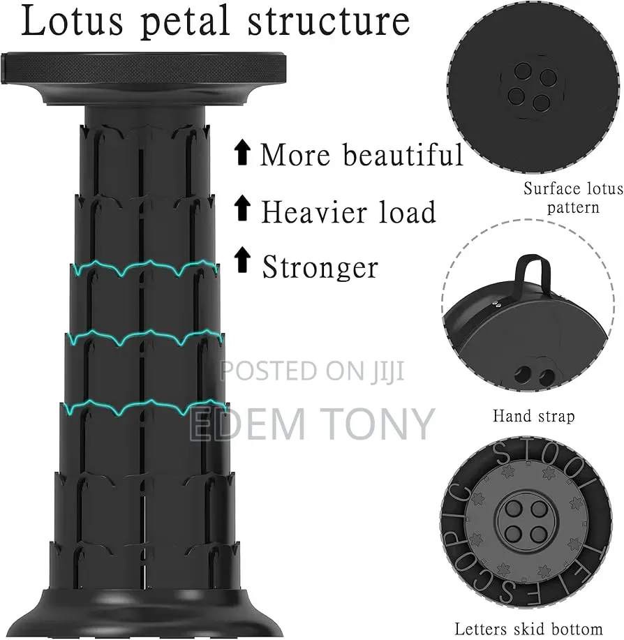 20.4“Portable Telescopic Stool With Cushion, Collapsible Stool