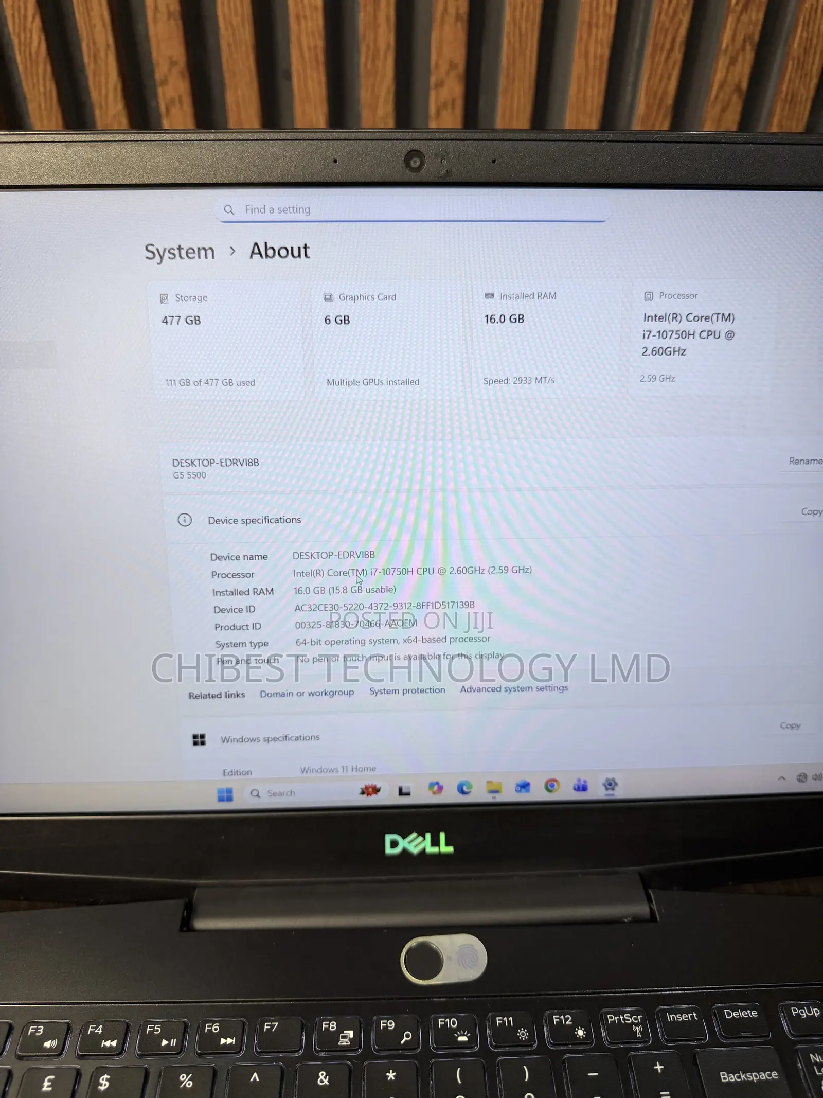 Laptop Dell G5 15 5500 16GB Intel Core i7 SSD 512GB