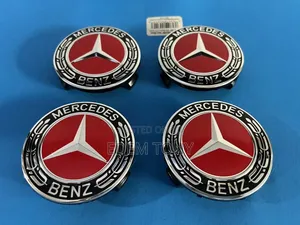 Set of 4 Mercedes Benz Center Caps Red-Black 75mm/2.95inch,Most Models