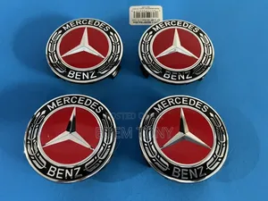 Set of 4 Mercedes Benz Center Caps Red-Black 75mm/2.95inch,Most Models