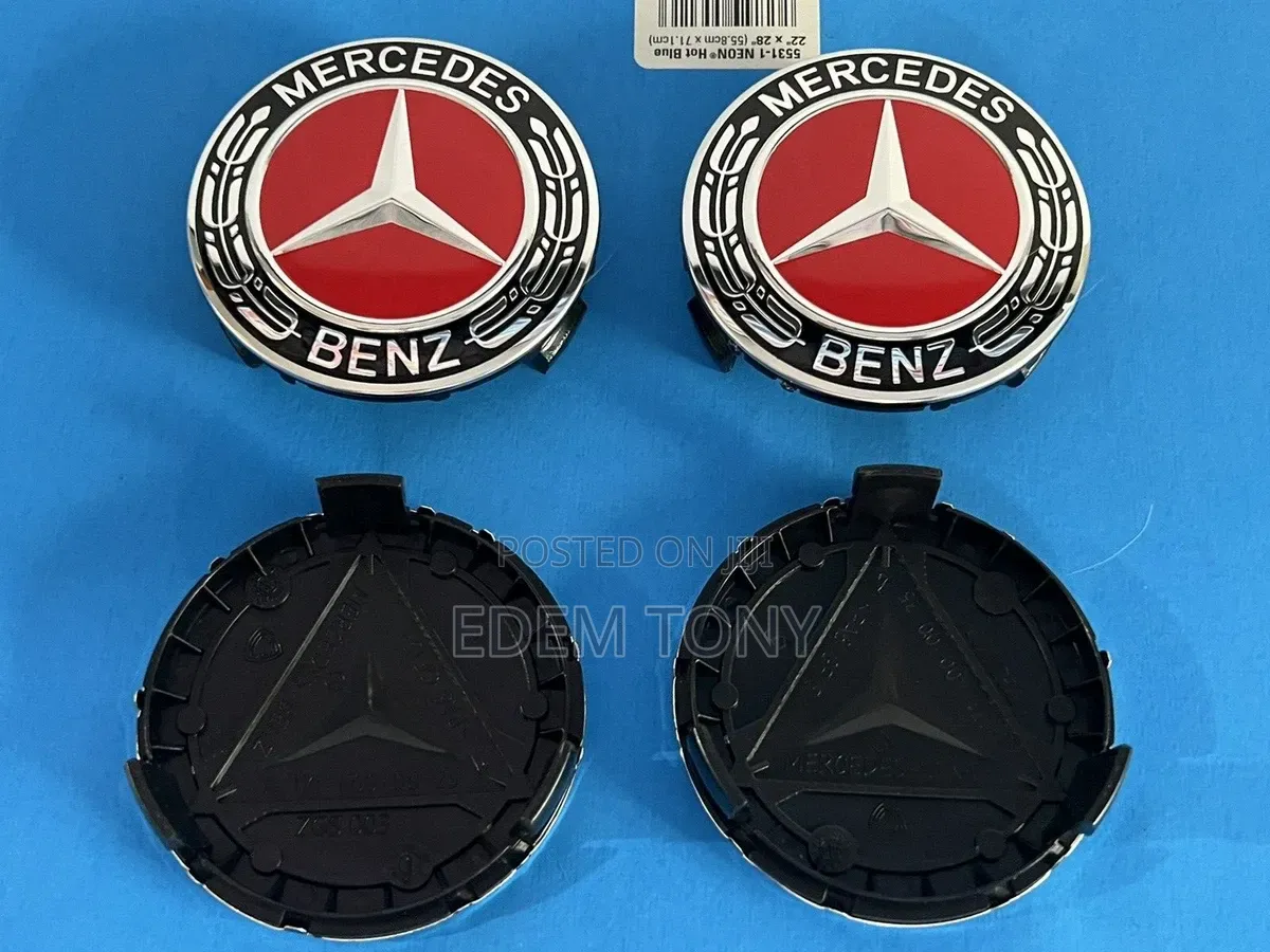 Set of 4 Mercedes Benz Center Caps Red-Black 75mm/2.95inch,Most Models