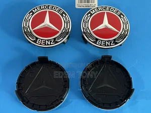 Set of 4 Mercedes Benz Center Caps Red-Black 75mm/2.95inch,Most Models
