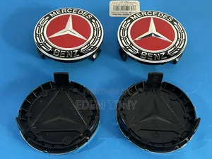 Set of 4 Mercedes Benz Center Caps Red-Black 75mm/2.95inch,Most Models