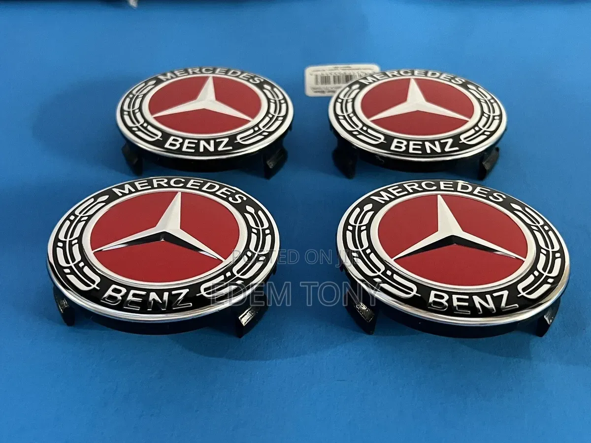 Set of 4 Mercedes Benz Center Caps Red-Black 75mm/2.95inch,Most Models