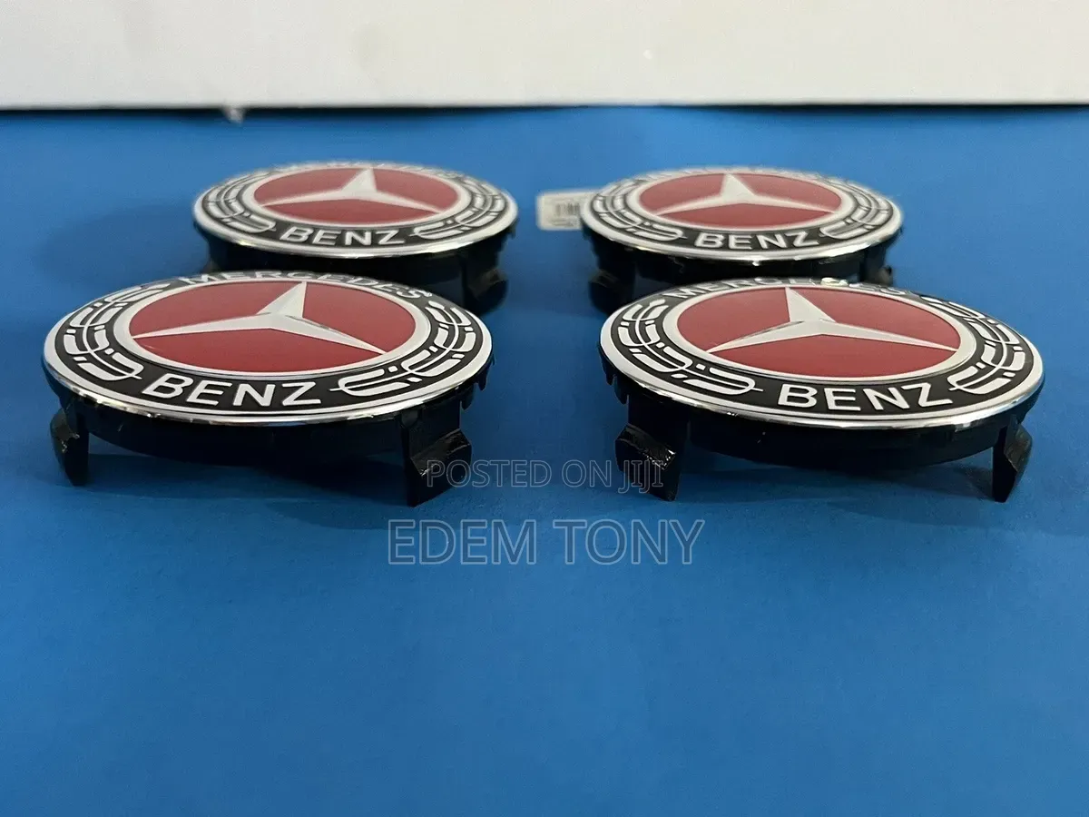 Set of 4 Mercedes Benz Center Caps Red-Black 75mm/2.95inch,Most Models