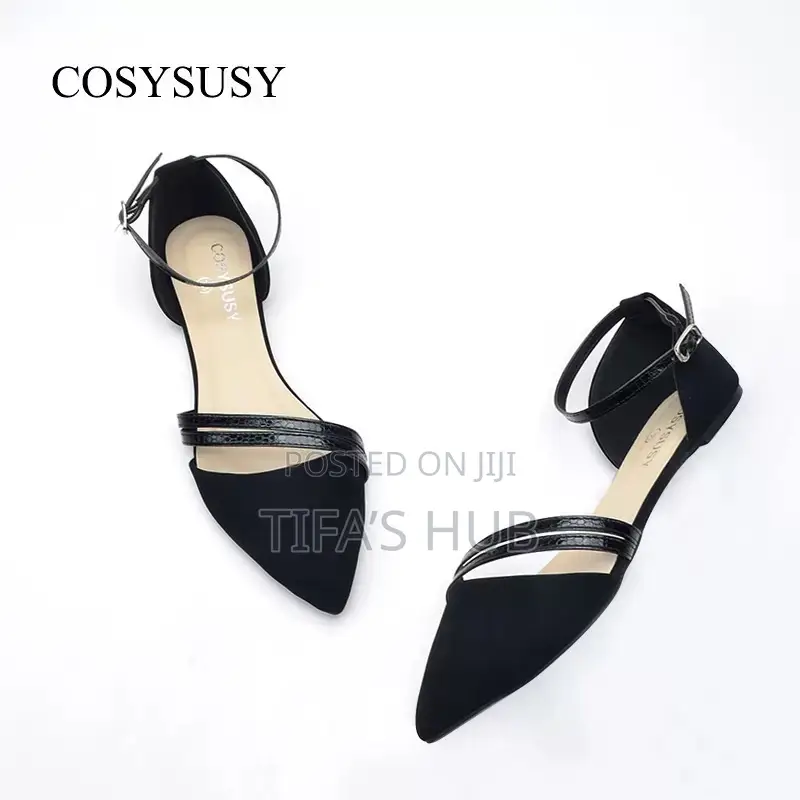 Pointed-Toe Nubuck Flat Sandals