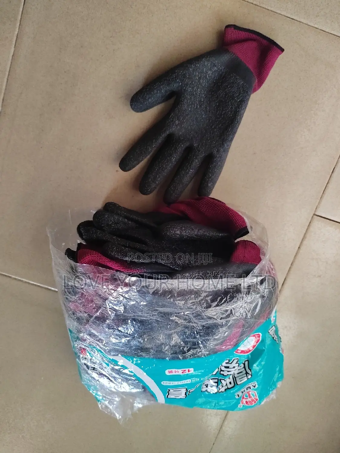 12 Pairs Latex Coated Safety Work Gloves For General Purpose