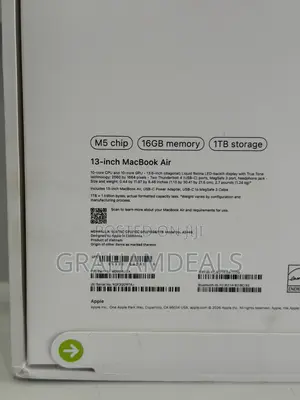 New Laptop Apple MacBook Air 2026 M5 16GB Apple M5 SSD 1T
