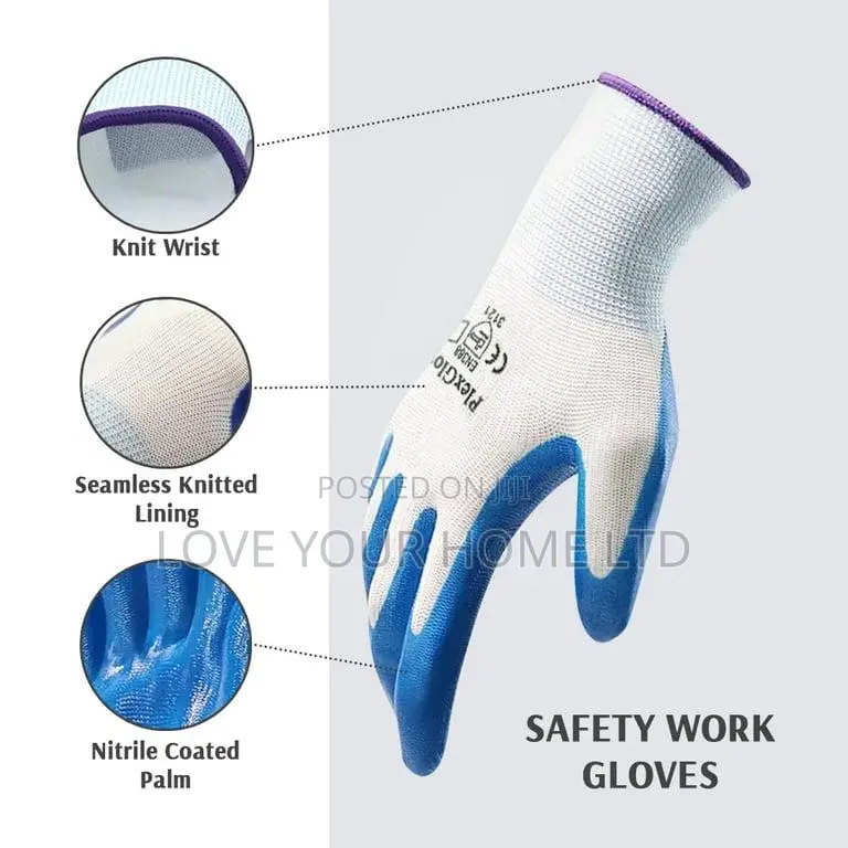 Pack Of 12 Pairs Nitrile Coated Work Safety Gloves