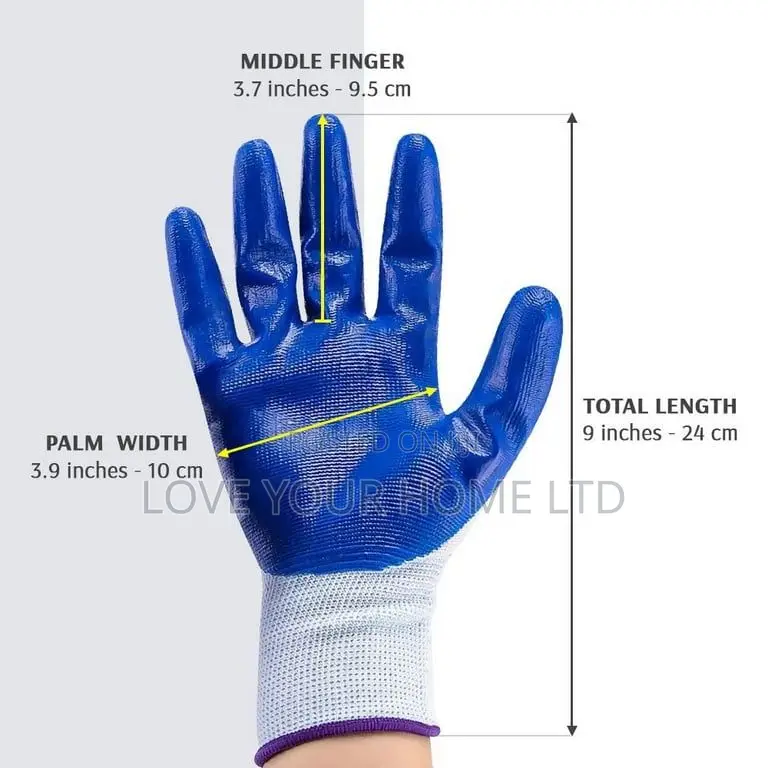Pack Of 12 Pairs Nitrile Coated Work Safety Gloves