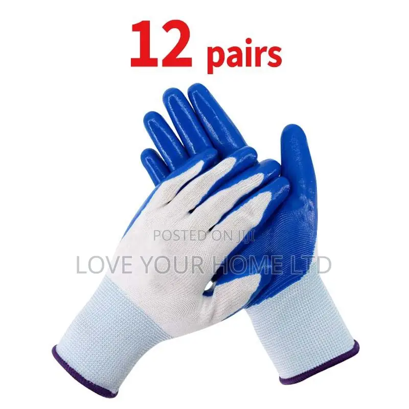 Pack Of 12 Pairs Nitrile Coated Work Safety Gloves