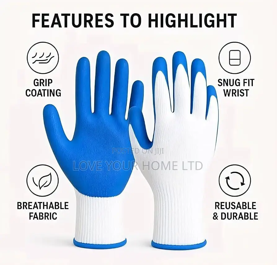 Pack Of 12 Pairs Nitrile Coated Work Safety Gloves