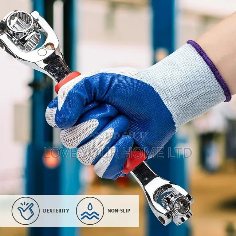 Pack Of 12 Pairs Nitrile Coated Work Safety Gloves