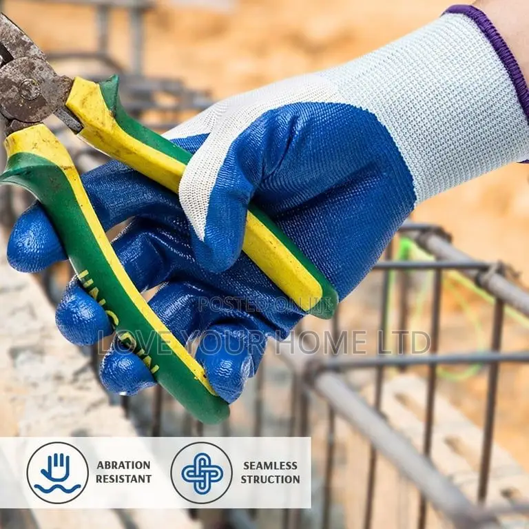 Pack Of 12 Pairs Nitrile Coated Work Safety Gloves