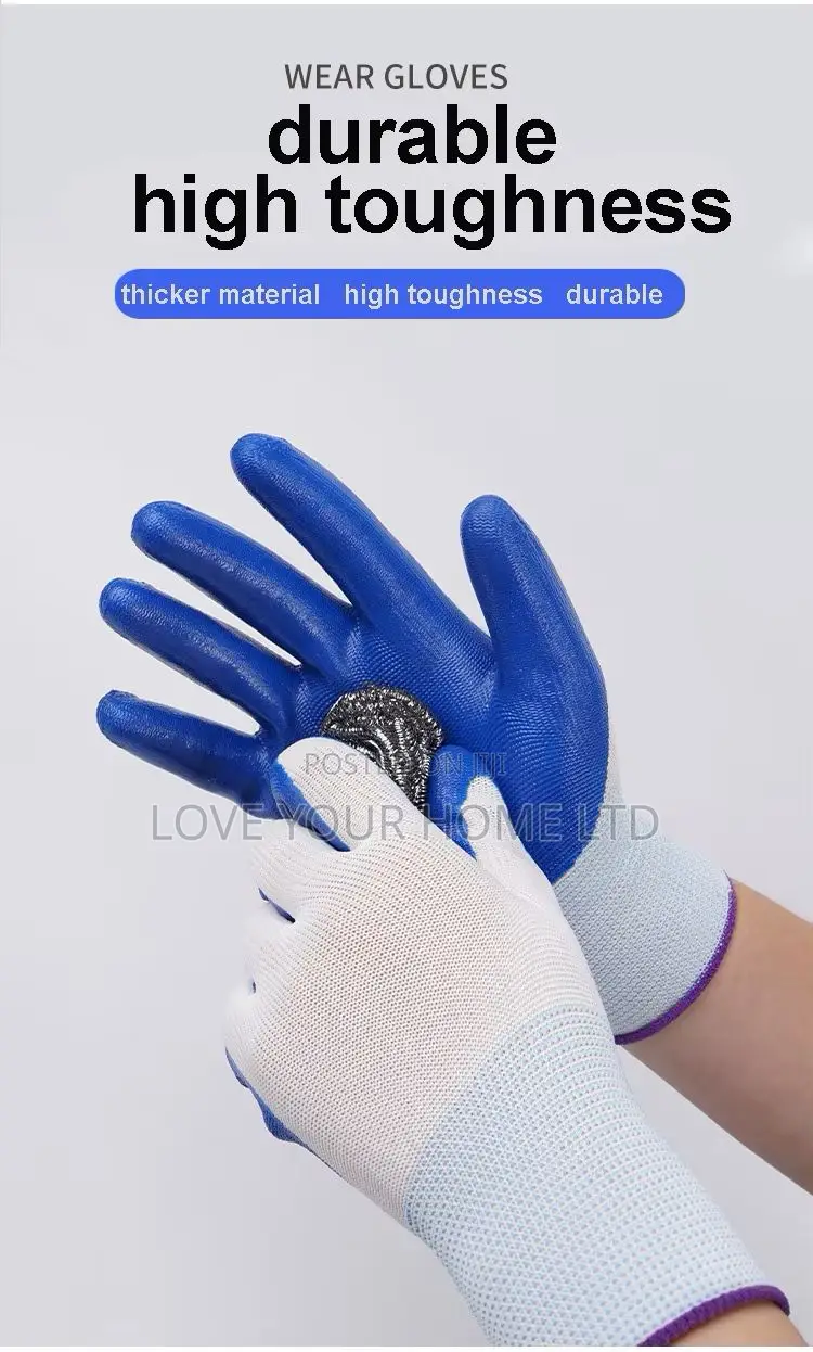 Pack Of 12 Pairs Nitrile Coated Work Safety Gloves