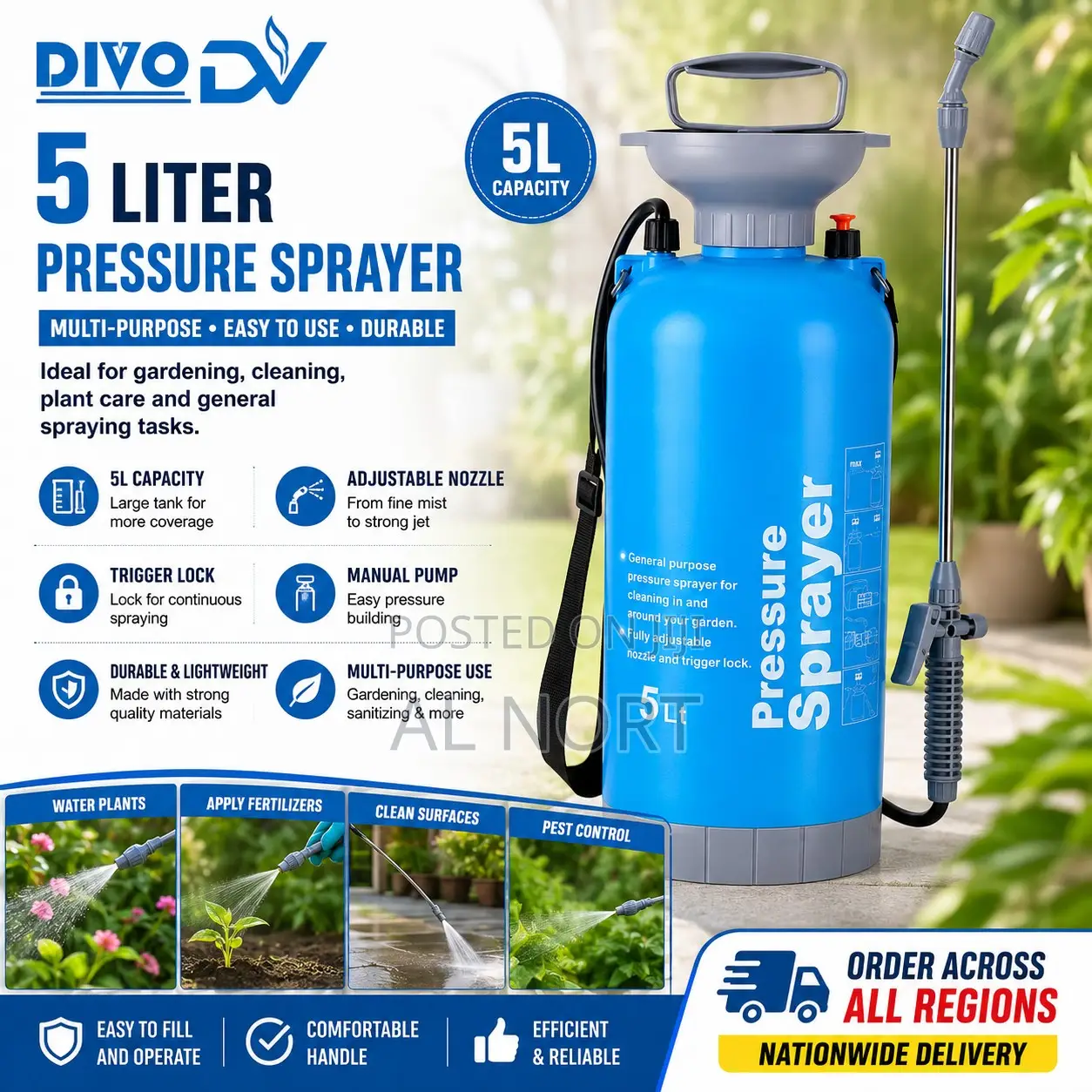 Divodv 5l Manual Pressure Sprayer