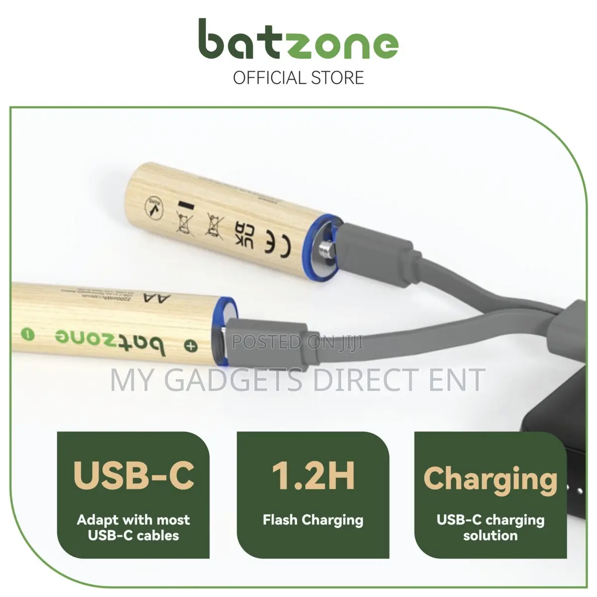 Batzone Usb-C Li-Ion Rechargeable Battery Aa 2220mwh (4pcs)