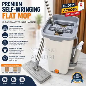 Self-Wringing Flat Mop Bucket Set
