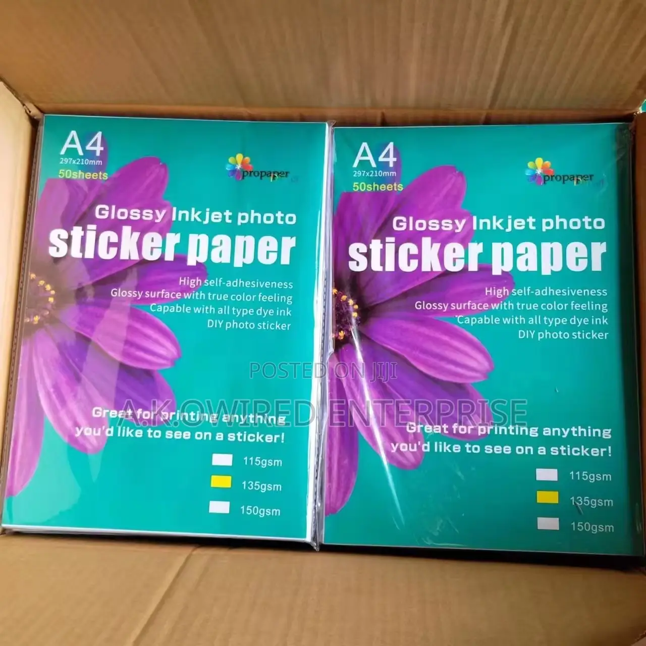 135g 50sheets Self-Adhesive Glossy Sticker Paper Size A4 Photo Paper